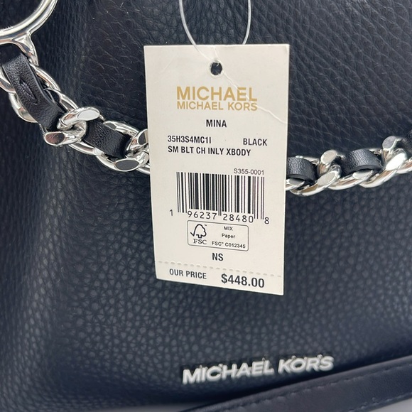 Michael Kors Women's Mina Sm Belted Chain Crossbody Bag - Black - Shoulder Bags - Picture 12 of 16